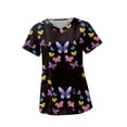 thumbnail image 4 of Camisa con cuello en V para mujer, top exfoliante de uniforme de enfermera, uniforme de trabajo de enfermera de manga corta, top exfoliante SG, 4 of 8