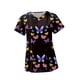 thumbnail image 3 of Top exfoliante con cuello en V para mujer, Uniforme de Trabajo de enfermera con bolsillos laterales, camiseta cómoda y duradera para tienda de Mariposa negra, 3 of 8