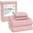 thumbnail image 3 of RUVANTI 100% Organic Cotton Sheets - King Size Sheet Set - 4 Piece Percale Weave Bedding, Crisp, Cooling & Breathable, Soft & Durable, 16" Deep Pocket, Hotel Quality Sábanas - Peach Skin, 3 of 11