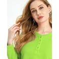 thumbnail image 6 of SSLR Oversized T-Shirts for Women Long Sleeve Crop Tops Henry Neck Waffle Ribbed Top, 6 of 8