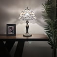 thumbnail image 2 of Tiffany Table Lamp White Stained Glass Baroque Style Lavender LED Bulb Included Bedroom Living Room Hotel Office Vintage 12"W*19"H, 2 of 6