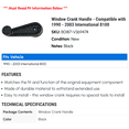 thumbnail image 2 of Window Crank Handle - Compatible with 1990 - 2003 International 8100 1991 1992 1993 1994 1995 1996 1997 1998 1999 2000 2001 2002, 2 of 2