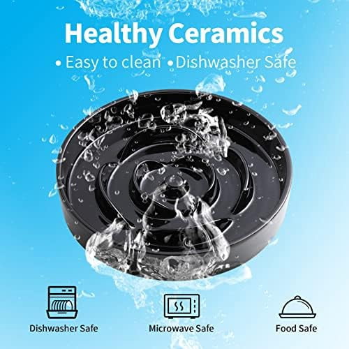 8.66 in Black Ceramic Dog Bowl Slow Feeder for Medium and Large Breed Dogs, Anti-Choking and Slowing Down Eating Time, Heavy Weighted Non-Slip Base
