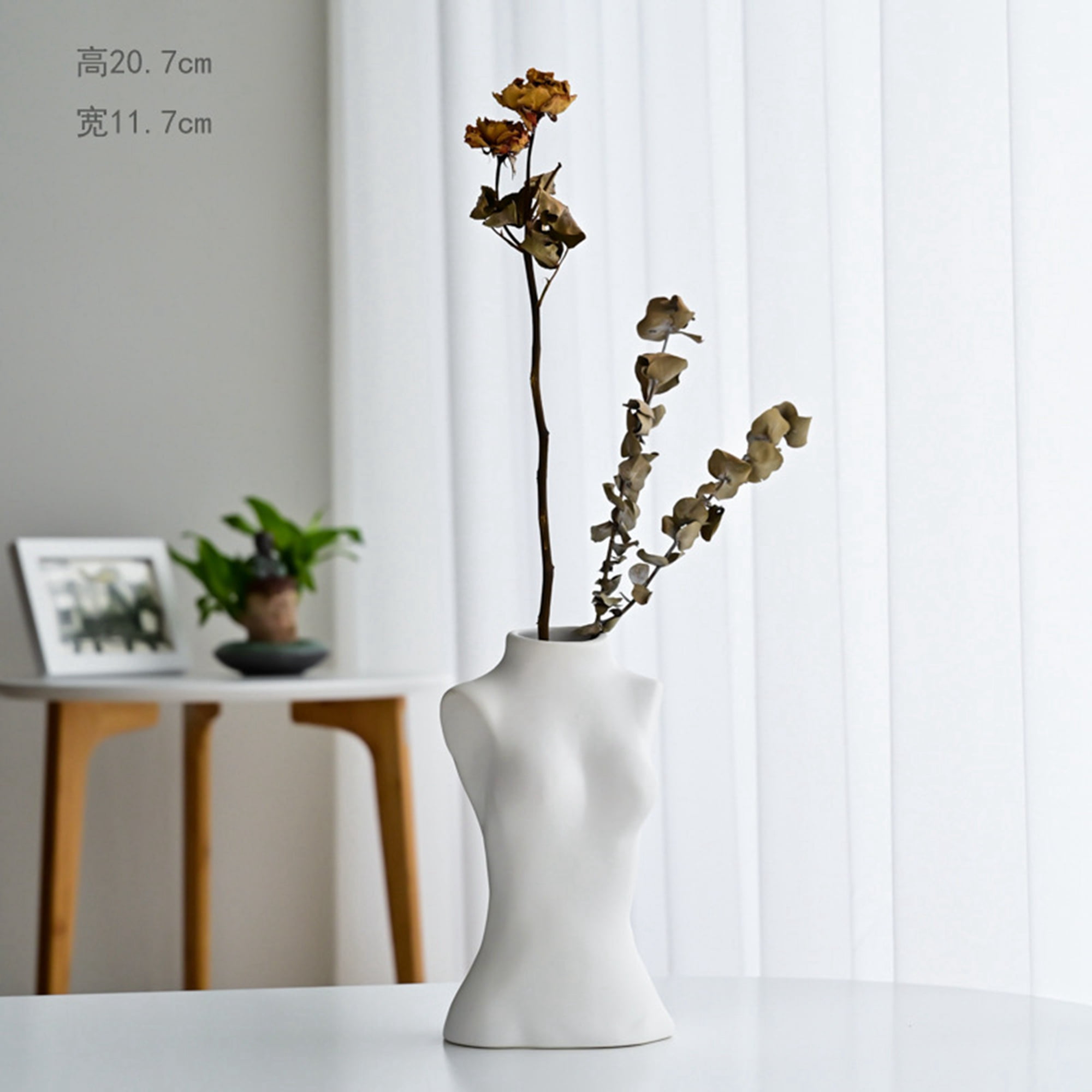 Flower Arrangement Creative Vase,Black Style Vase for Home Office Decoration Party and Gift Gelible Body Flower Vase Ceramic Minimalist Vase Decorative Flower Vase 