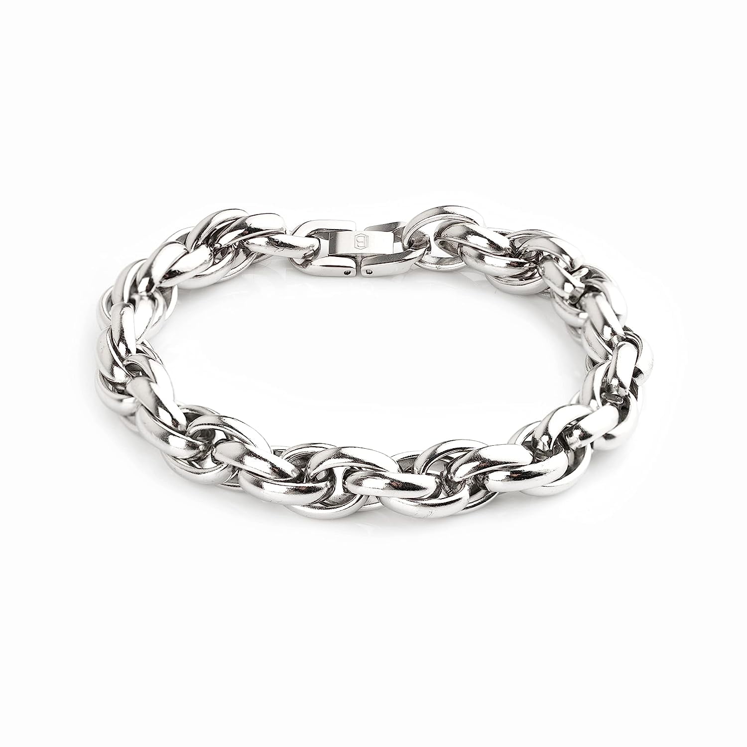 Handmade Thick Silver Bracelet for Men, Stainless Steel, Men's