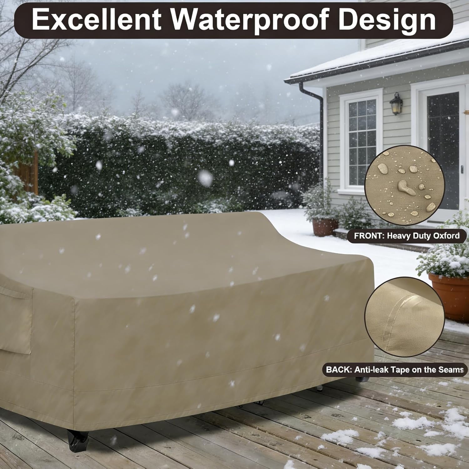 85"W x 35"D x 35"H 3-Seater Outdoor Couch Cover Waterproof Patio Sofa Furniture Cover with Air Vent and Handles