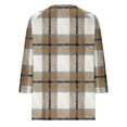 thumbnail image 4 of Ounisa Women's Color Block Plaid Tops Casual 3/4 Sleeve Tunic Button Up Clothes V Neck Pullover Loose Shirts, 4 of 5