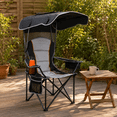 thumbnail image 4 of DKMOCO Camping Chair with Canopy, Outdoor Folding Chair with Adjustable Sun Shade, Heavy Duty Beach Chair with Cup Holder and Side Pocket, Portable Lawn Chair for Adults, Camping, Beach, Patio, Sport, 4 of 17