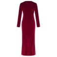 thumbnail image 7 of V Neck Velvet Dresses for Women - Long Sleeve Bodycon High Slit Mermaid Formal Gowns Wedding Guest Dresses, 7 of 7