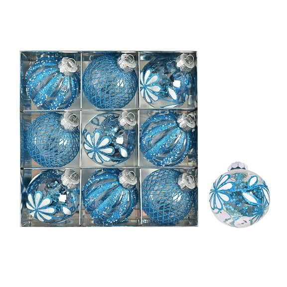 Twfbrm 9 PCS Clear Champagne Christmas Ball Ornaments,80mm/3.15 Inches Glitter Sequin Balls Christmas Decorations,Large Shatterproof Luxury Hand-Painted Xmas Ornaments for Christmas Tree,Wedding