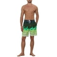 thumbnail image 2 of INSPIRE CHIC Men's Hawaiian Drawstring Waist Color Block Plaid Board Shorts, 2 of 5