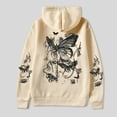 thumbnail image 2 of Womens Sweater Casual Butterfly Print Oversized Drop Shoulder Long Sleeve Hooded Fall Outwear,Khaki,3XL, 2 of 3