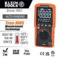 thumbnail image 2 of Klein Tools Slim Digital Multimeter, TRMS Auto-Ranging, 600V, Temp, 2 of 8