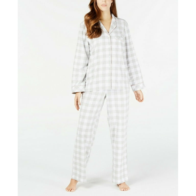 Charter Club Women's Printed Cotton Flannel Pajama Set, Tonal Plaid, XXL -  NEW