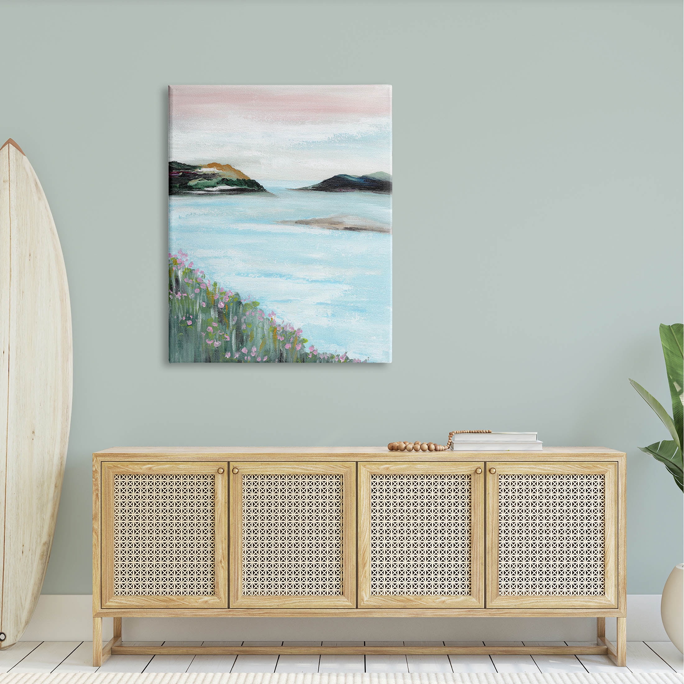 Stupell Industries Rocky Lakeside Meadow Pink Blooms Painting Gallery Wrapped Canvas Print Wall Art, Design by Nikita Jariwala