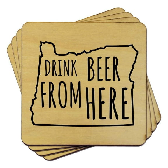 Torched Oregon Drink Beer Coaster Handmade Beer Coaster 4"x4" Brown