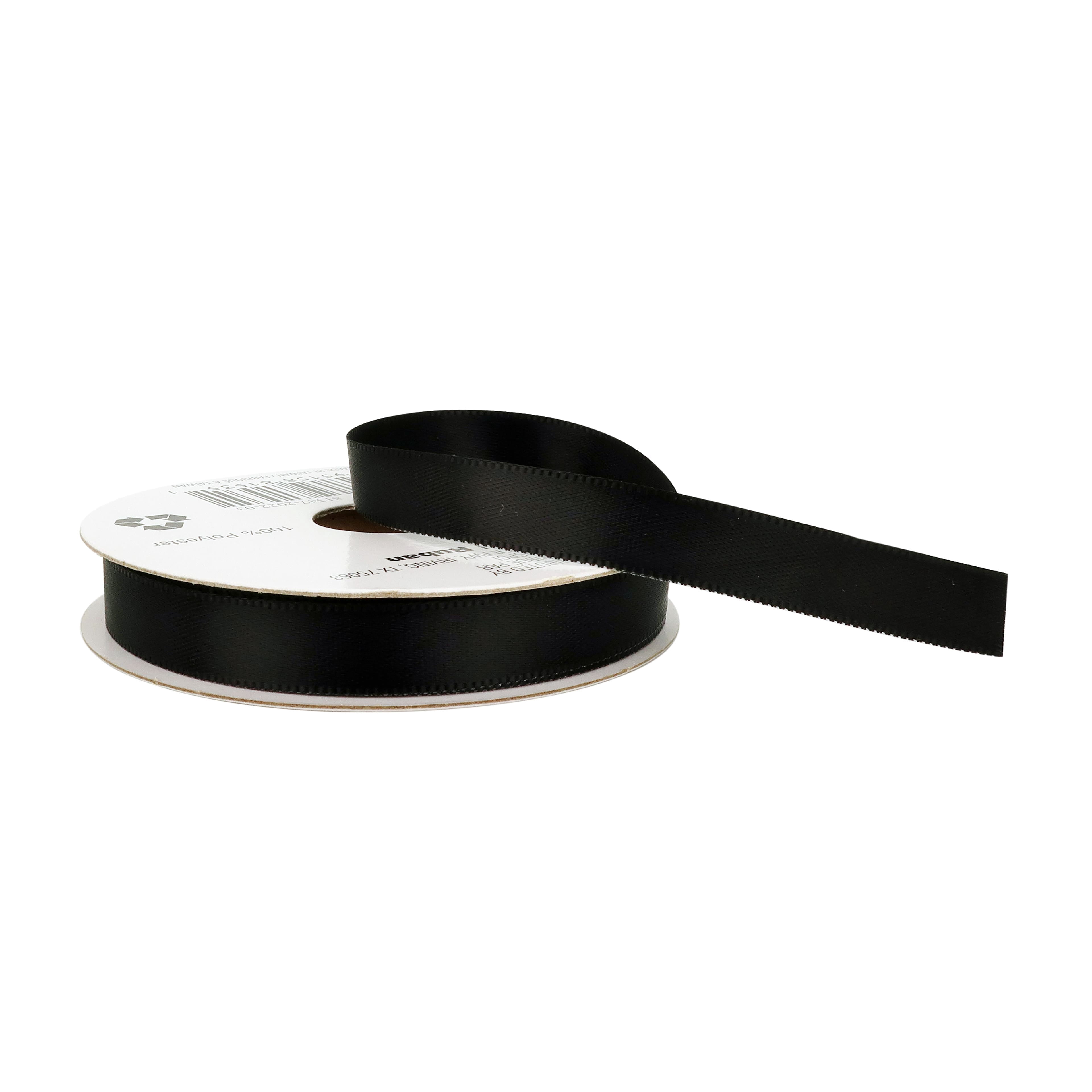 Celebrate It 3/8" x 15yd. Black Satin Double Face Ribbon - Non-Wired with Woven Edge, 100% Polyester, Ideal for Gift Wrapping, Crafts & Decor, 24 Pack