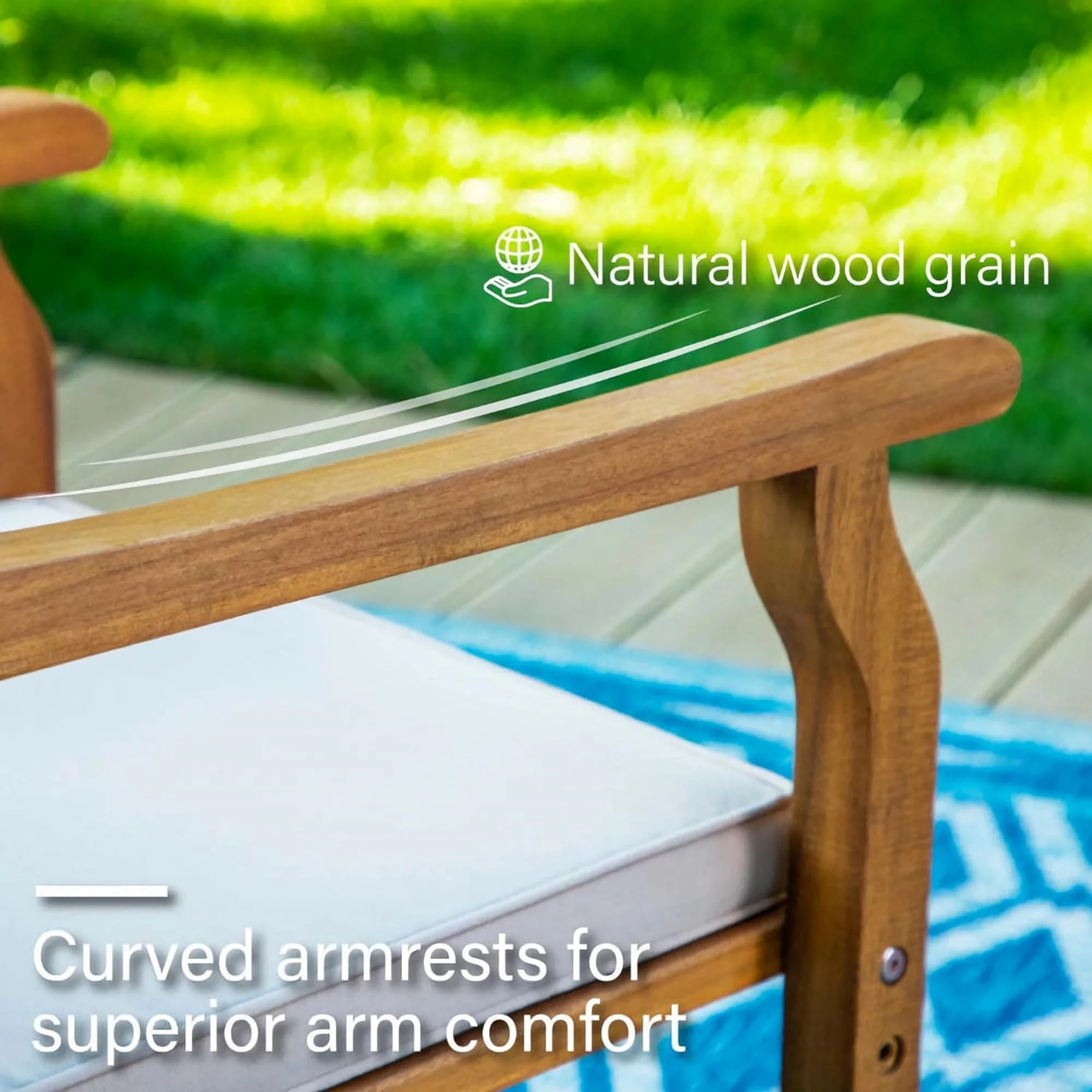 Sophia & William 7 Pieces Patio Dining Set Acacia Wood Outdoor Furniture Set Expandable Table and Natural Wood Chairs with Cushions for Lawn, Garden, Backyard