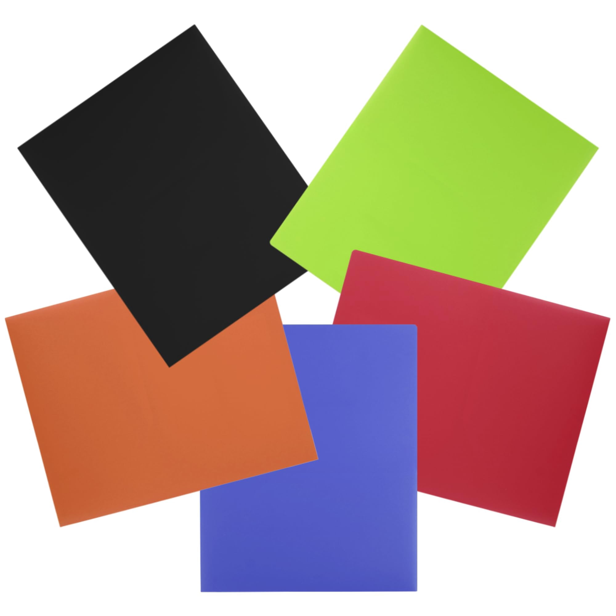 100 Pack of Bulk Wholesale Two Pocket Plastic Folders in 5 Assorted Colors for Filing Paper Work