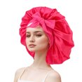 thumbnail image 1 of kurtrusly Cloth Soft Elastic Band Silk Sleeping Hat Comfortable And Versatile Protects Hair And Is Versatile Deep Rose Red, 1 of 6
