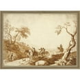 thumbnail image 2 of Marco Ricci 24x19 Black Ornate Framed Double Matted Museum Art Print Titled: Landscape with Travellers, Two Riding in a Carriage Driven by a Postilion and a Third on Horseback Behi, 2 of 5
