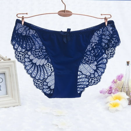 Lace Underwear in Clearance Women Sexy Lace Underwear Lingerie Thongs Panties Ladies Underwear Underpants Dark Blue Xl