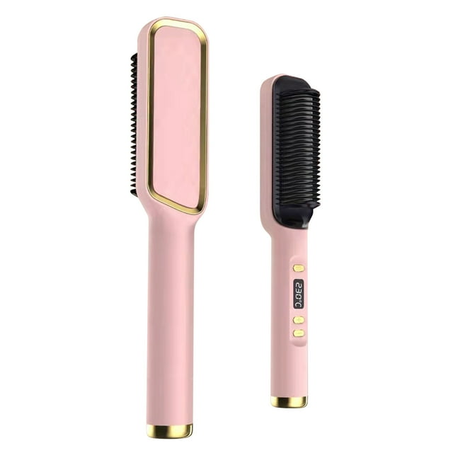 Fiudx Peine Alisador de Cabello, Cepillo con Revestimiento de Titanio, Pantalla Led de Temperatura, Iones Negativos para El Cuidado Del Cabello, Peinado Diario, Uso Profesional En Peluquería, Calenta