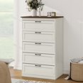 thumbnail image 3 of LAZZO 5-Drawer Dresser, Farmhouse Rustic Wood Chest of Drawers, Wide Storage Organizer for Bedroom, Living Room, Entryway, White, 3 of 7