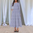 thumbnail image 7 of FrzhBrz Womens Maxi Dress Flowy Cute Floral Print Slim Crew Neck Long Dresses with Pockets, 7 of 7