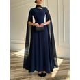 thumbnail image 4 of PAOLA RIBONI Elegant Long Sleeve Wedding Guest Dress in Classic Black, Modest 1pc Evening Gown with Cape Sleeve for Women, Perfect for Formal Occasions, 4 of 15