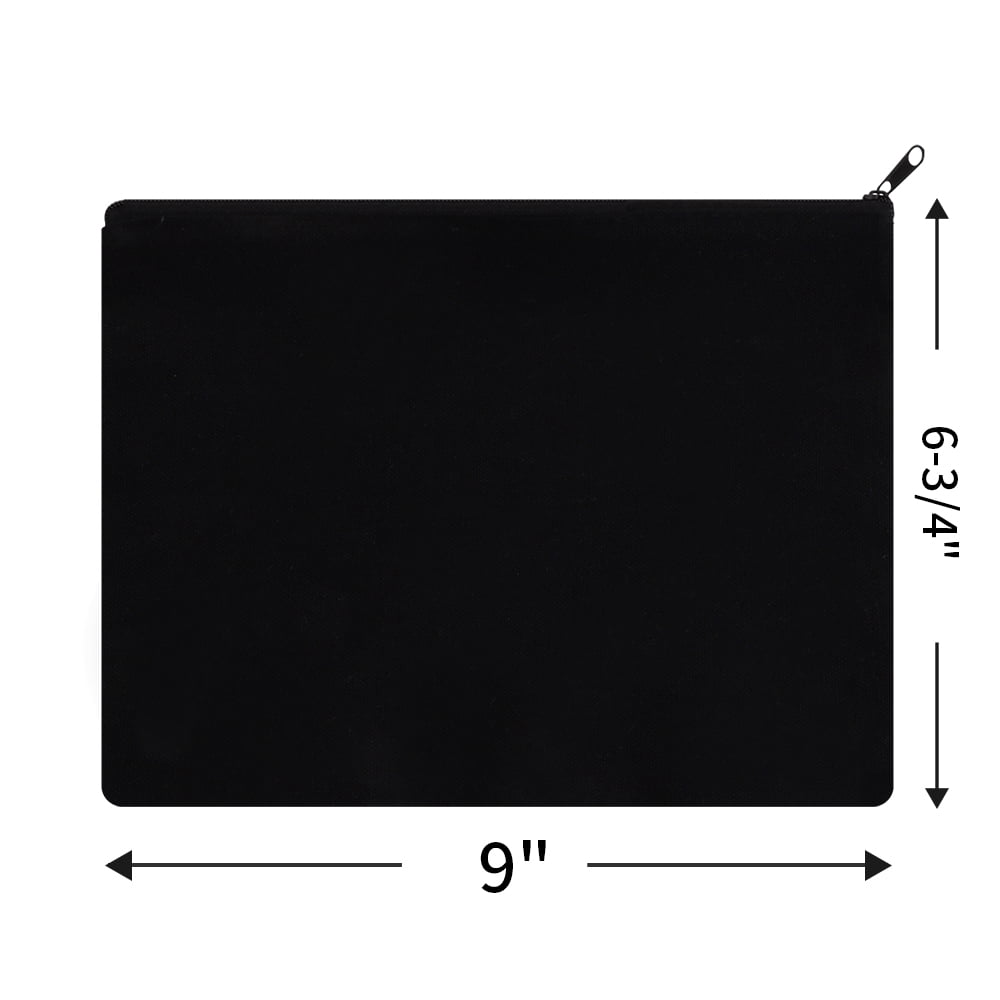Aspire 12-Pack Black Cosmetics Bag, 9 x 6-3/4 Inches Canvas Travel Toiletry Bag