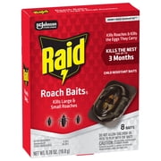 Raid Double Control Large Roach Baits, Kills Cockroaches and Bugs, 8 Bait Stations