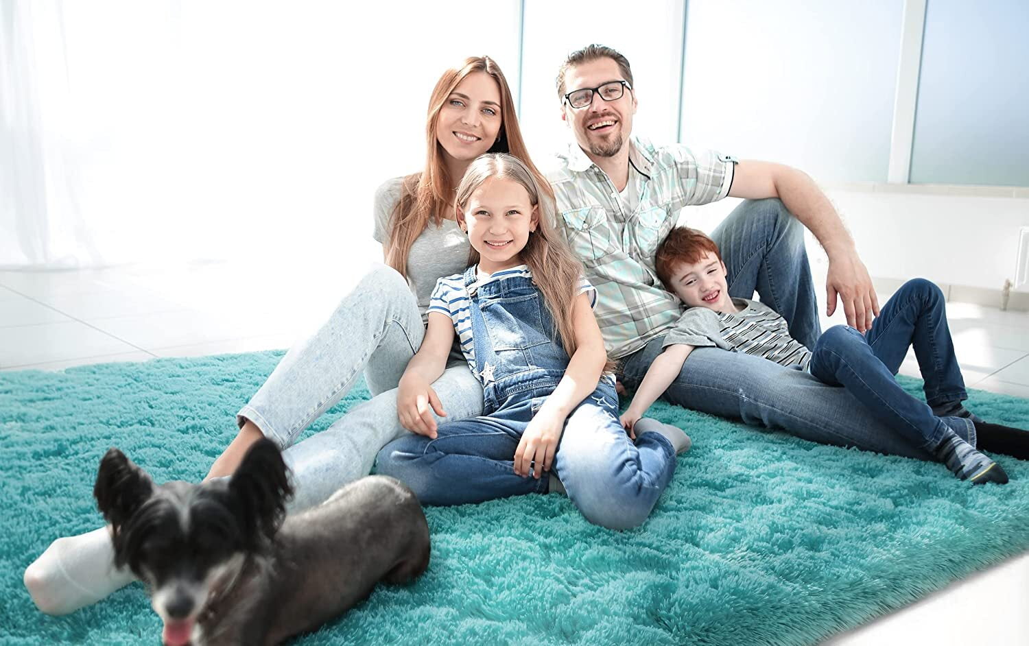 Dwelke Ultra Fluffy Rug Indoor Plush Soft Carpet for Living Room Anti-Skid Durable Area Rug 6x9ft Blue