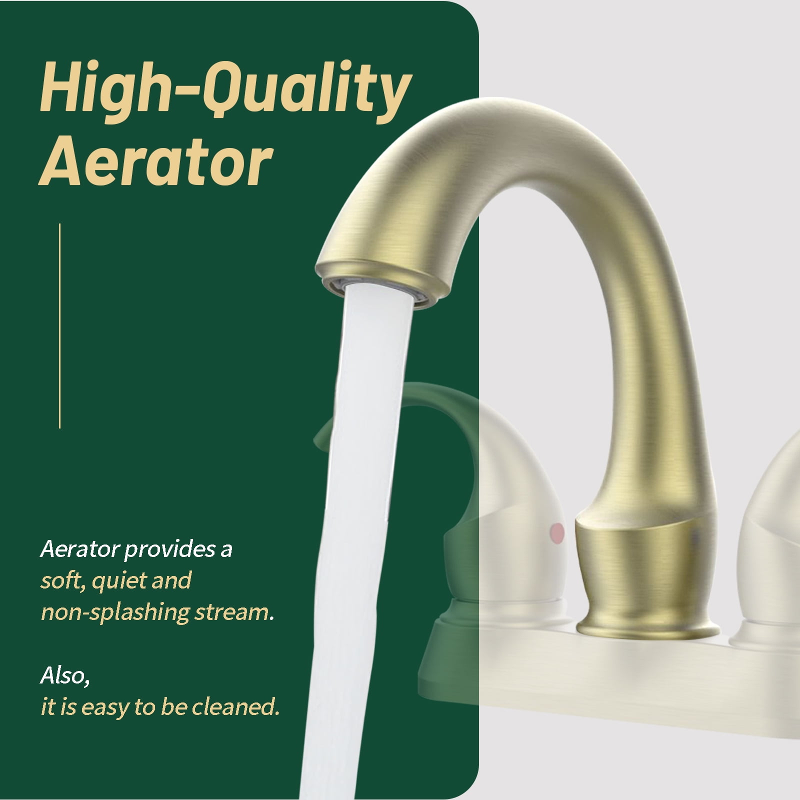Cobbe 2-Handle Swan Style Bathroom Sink Faucet with Aerator 4-inch Centerset Vanity Sink with Pop-Up Drain and Supply Hoses  Brushed Gold