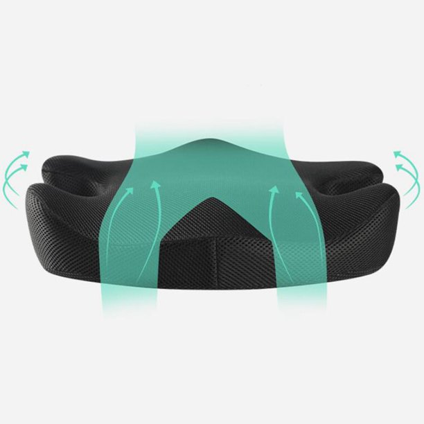 Cojín de espuma viscoelástica para asiento, almohada ortopédica antideslizante para espalda, soporte para espalda para silla de escritorio de oficina, malla negra Salvador Cojín del asiento