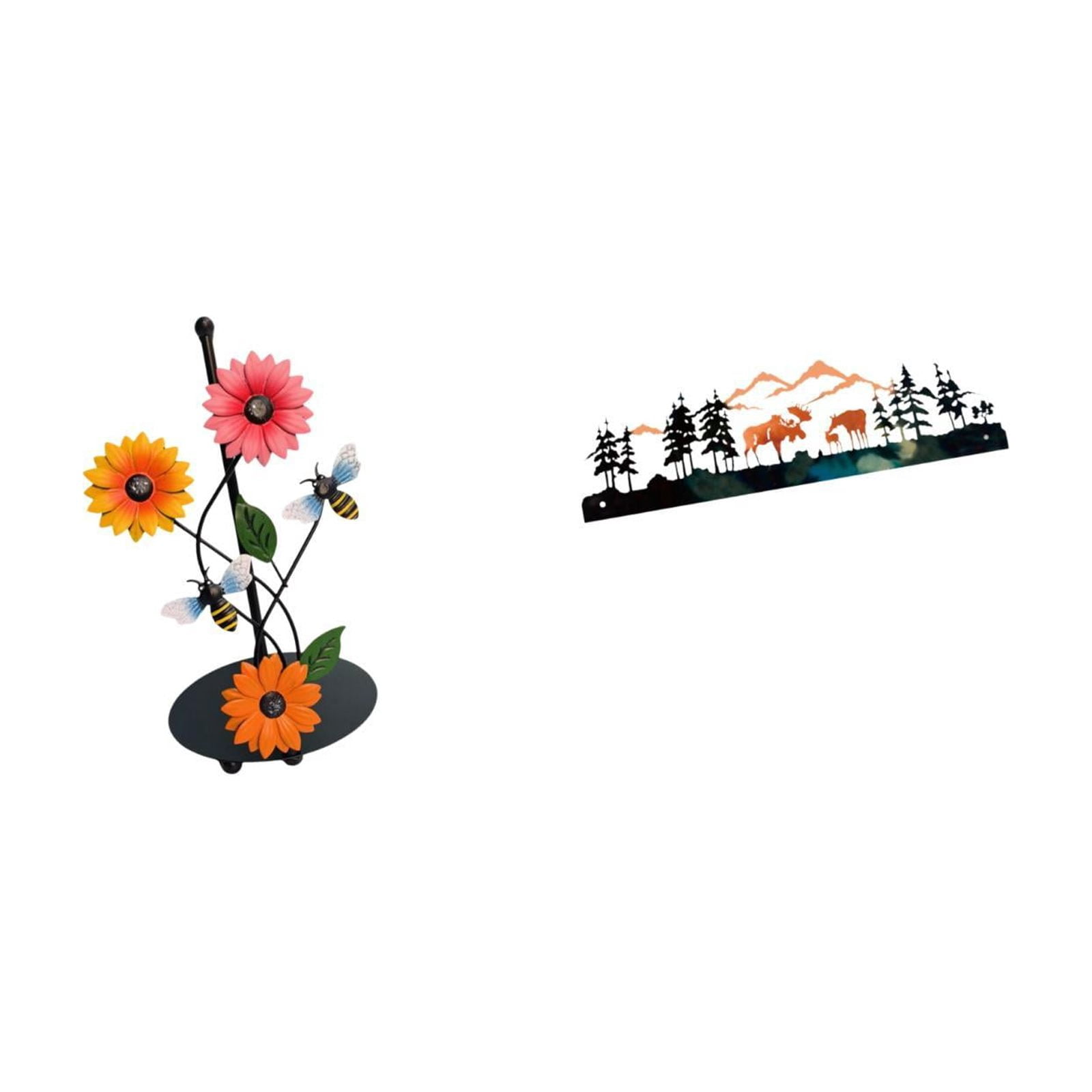 Fiocias Deer Paper Towel Holder Sculpture Non Slip Vertical Tissue Rack Wall Decor Hanging for Home Garden Fence Outdoor Indoor Porch Decorative