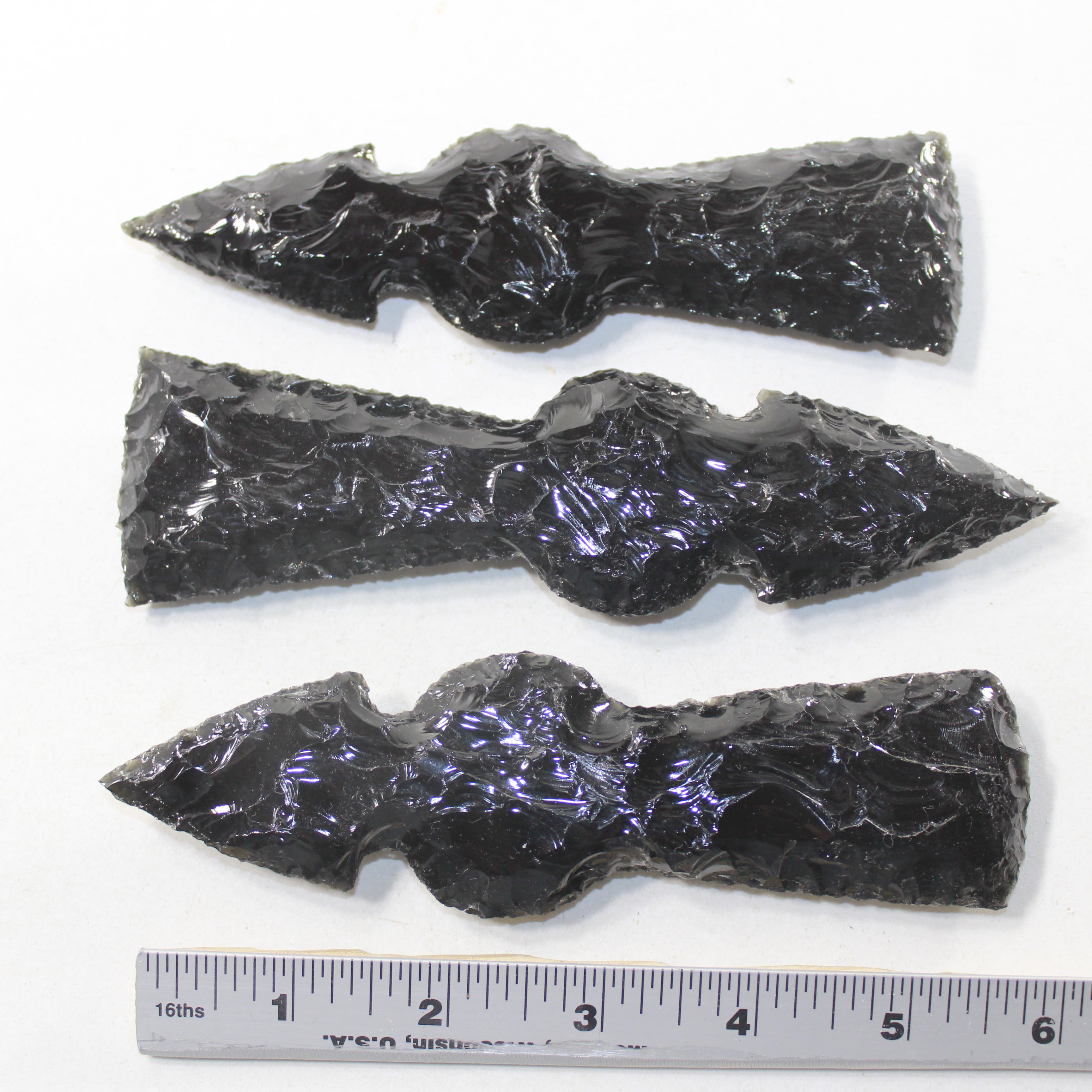 3 Obsidian Ornamental Tomahawk Heads #5529  Ax Axe Hatchet