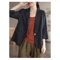 thumbnail image 4 of Baberdicy Women's Linen Blazer Jacket Lightweight Linen Suit Jacket for Women - Casual Long Sleeve Open Front Blazer - Spring Summer Office Coat (S-XXL) (Black | XL), 4 of 7
