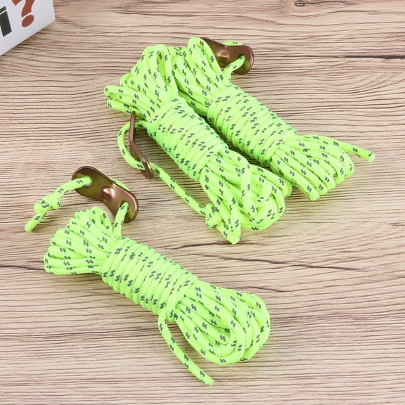 GOOHOCHY 6 Pack 4M 4mm Outdoor Tent Rope Reflective Tent Guy Lines Guide Ropes Camping Hiking Polypropylene Rope with Aluminum Adjuster for Camping Tent Canopy Awning (Green)
