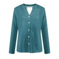 thumbnail image 4 of HAiming Womens Long Sleeve Sweatshirt V Neck Button down Jackets Fall Tops 2025 Trendy Casual Loose Blouse Outwears, 4 of 5