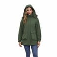 thumbnail image 4 of QHFBli Women's Lightweight Long Softshell Fleece Lined Jacket Anorak Raincoat With Removable Hood, 4 of 9