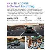 VIOFO A229 Pro 3 Channel 4K HDR Dash Cam, Dual STARVIS 2 Sensors, 4K+2K+1080P Front Inside and Rear, 5GHz WiFi, GPS, Voice Control, Parking Mode, Support 512GB Max