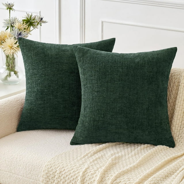 Fundas de almohada decorativas MIULEE, 41 x 41 cm, chenilla verde, paquete de 2