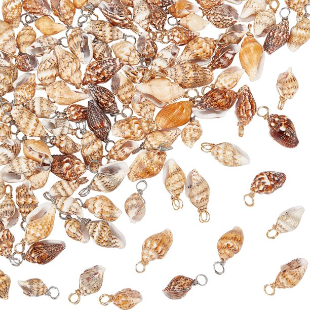 Colgantes de concha, conchas marinas en espiral, dijes artesanales, colgante de conchas marinas cauri, dijes de conchas naturales, caracolas con asa de bucle