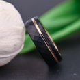 thumbnail image 3 of Tungsten Carbide Two-tone Ring Rose Gold and Black Diamond-cut Sandblasted Finish Unisex Tungsten Steel Couple Rings, 3 of 9