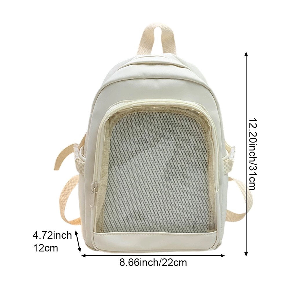 Slccxzc White Ita Bag with Clear Windows Nylon Casual Daypack Backpack for Women