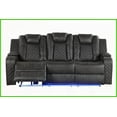 thumbnail image 4 of Modern Pebbled Faux Leather Power Reclining Sofa with LED Lights & Adjustable Headrest - Black, 4 of 10