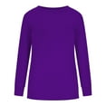 thumbnail image 4 of KBODIU Women's Classic Soild Print Pullover Sweatshirts Oversized Casual Basic Long Sleeves Tunic Tops Round Neck Loose Fit Blouses Tops Fall Clothes Plus Size, 4 of 6