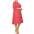 thumbnail image 3 of Women's Casual Plus Loose Fit 3/4 Sleeve Jersey Knit A-Line Big Polka Dot Midi Dress, 3 of 4
