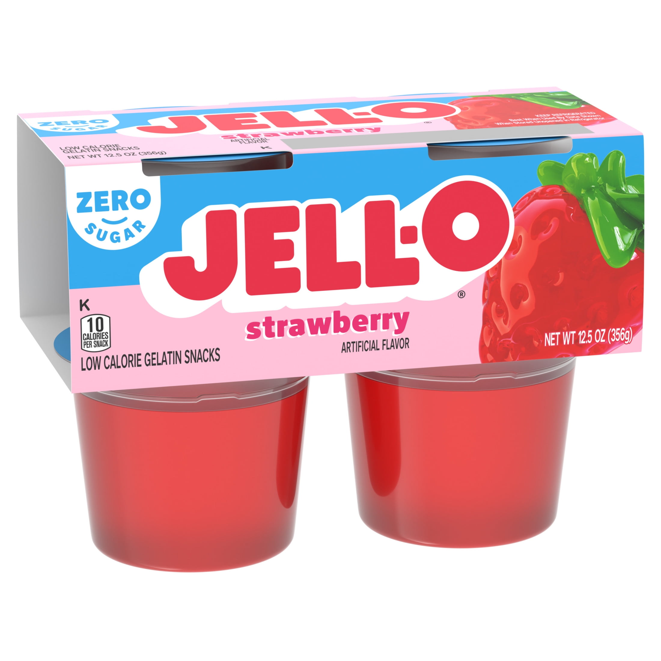 Jell-O, Gelatin Snack Cups, 4 Ct, Strawberry, Fat-Free, Low
